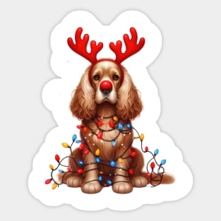 Christmas Red Nose Cocker Spaniel Dog Sticker